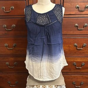 Rewind Navy and Cream Ombre Blouse